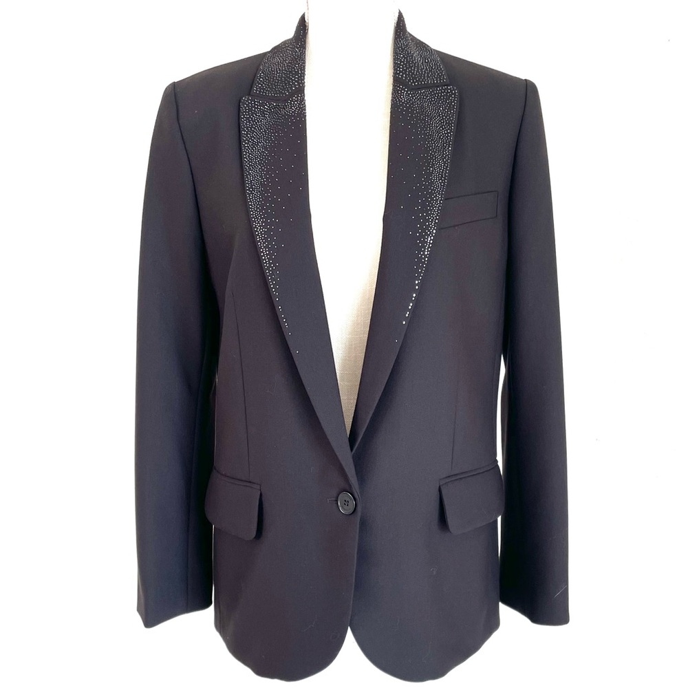 Zadig & Voltaire Viking Strass Black Blazer in Noir W/ Silver Embellishment NWT